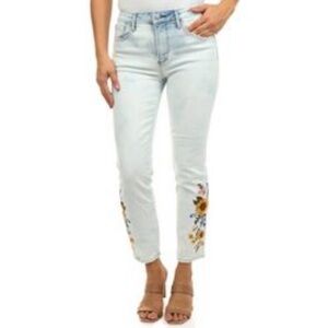 DRIFTWOOD Light Blue Skinny Jeans with Floral Embroidery